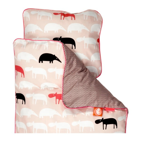 Dječja ružičasta posteljina Done By Deer Zoopreme, 100 x 130 cm