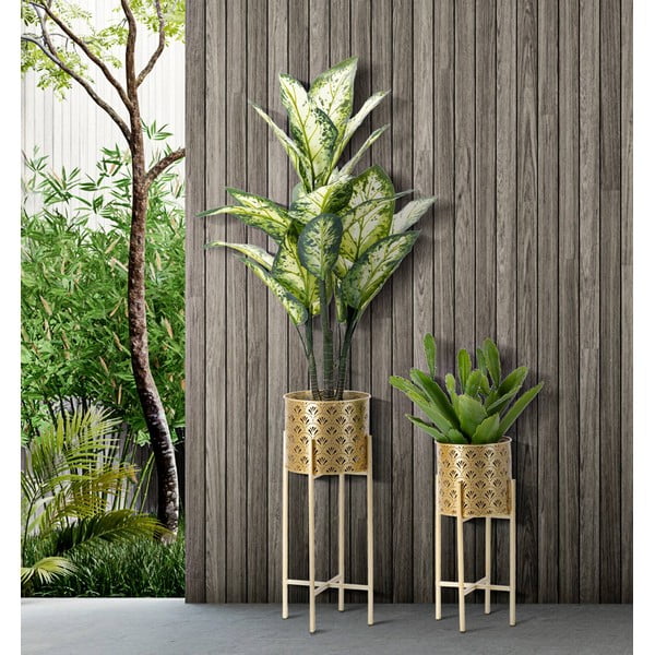 Set od 2 stalka za posude za cvijeće u zlatnoj boji Mauro Ferretti Golvy, visine 52 cm-image-1