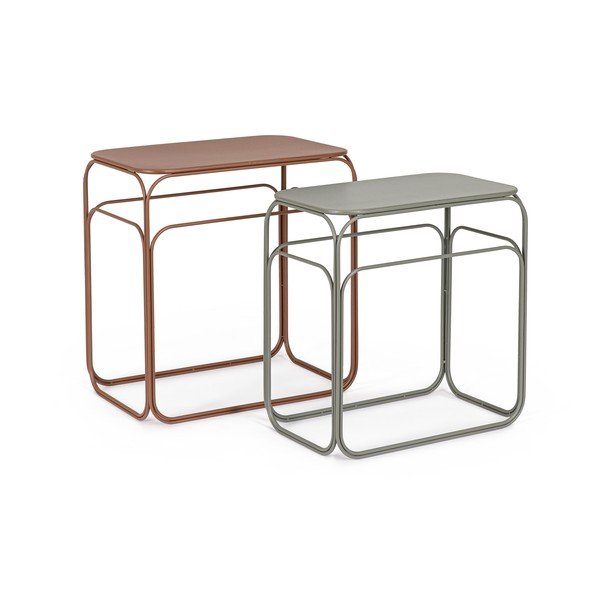 Sivi/boje terakote metalni pomoćni stolovi u setu 2 kom 36x56 cm Clarity – Bizzotto