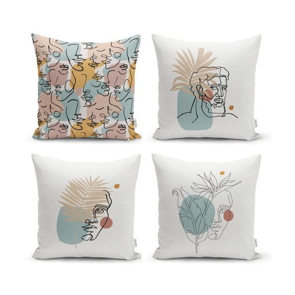 Set od 4 ukrasne jastučnice Minimalist Cushion Covers Minimalist Face, 45 x 45 cm