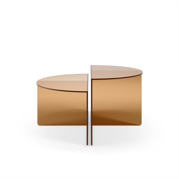 Smeđi stakleni okrugli stolići za kavu u setu 2 kom ø 80 cm Velta – MOME-image-3