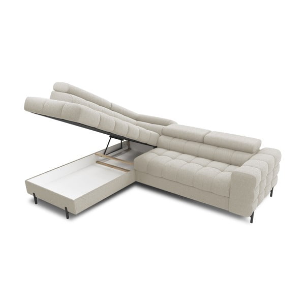 Krem sklopiva/s prostorom za odlaganje kutna garnitura od bouclé tkanine (s lijevim kutom/u obliku slova L) Ferucce – ELTAP-image-4