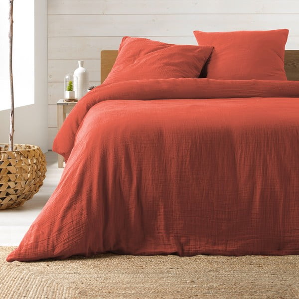 Ciglasta posteljina za bračni krevet/za produženi krevet od muslina 240x260 cm Angelia – douceur d'intérieur