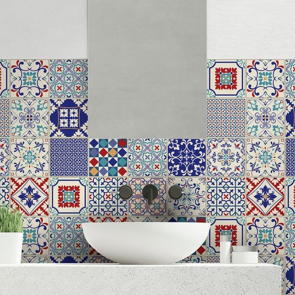 Set od 24 zidne naljepnice Ambiance Cement Pločice Azulejos Sofiana zidne naljepnice, 10 x 10 cm-image-1