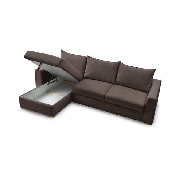 Smeđa sklopiva kutna garnitura od samta (promjenjiva) Augustin – Bobochic Paris-image-4