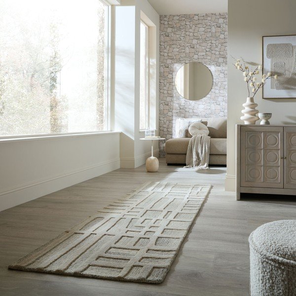 Sivo-bež ručno rađena vunena staza 80x300 cm Elva  – Flair Rugs-image-1