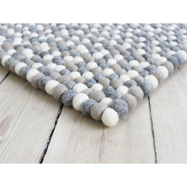 Svjetlosivi tepih od vunenih pompona Wooldot Ball Rugs, ⌀ 120 x 180 cm