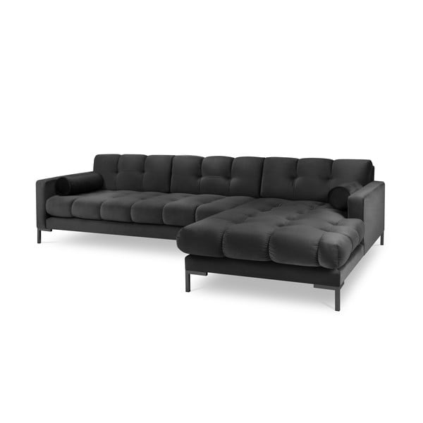 Tamnosiva baršunasta kutna garnitura Cosmopolitan Design Bali, desni kut-image-2