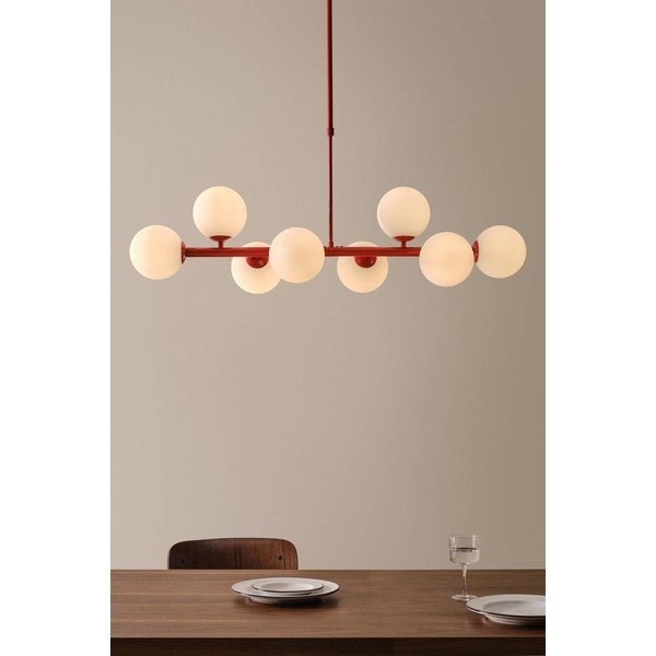 Crvena/bijela stropna svjetiljka od opalnog stakla 30x104 cm Ekman – Jotex-image-1