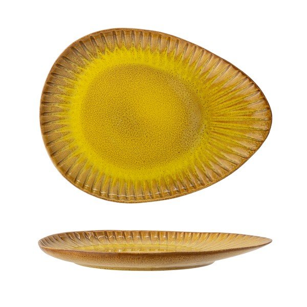 Žuti tanjur od kamenine Bloomingville Cala, 34 x 25,5 cm-image-2