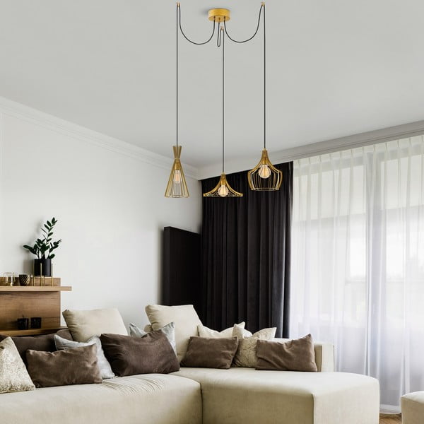 Viseća svjetiljka u zlatnoj boji s metalnim sjenilom Mezopotamya – Opviq lights-image-1
