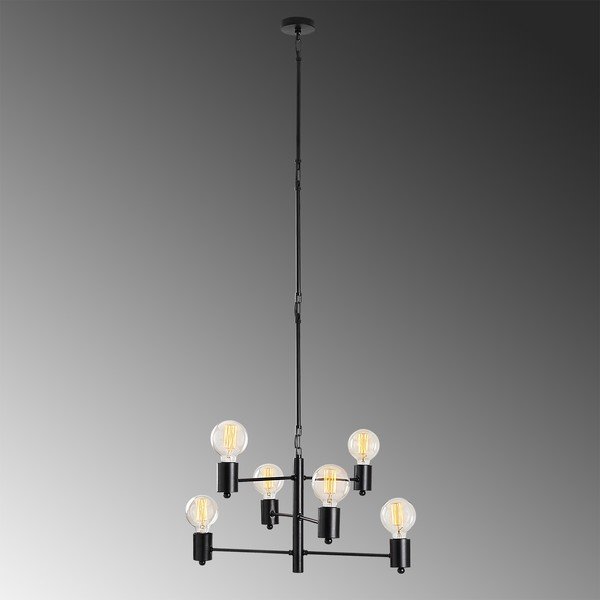 Crna viseća svjetiljka za 6 žarulja Opviq lights Hexa Long-image-1