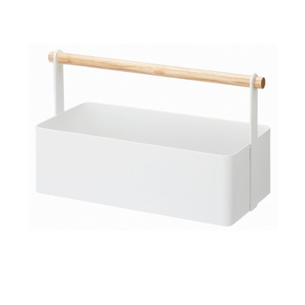 Bijela višenamjenska kutija s detaljima od bukovine YAMAZAKI Tosca Tool Box, dužina 29 cm