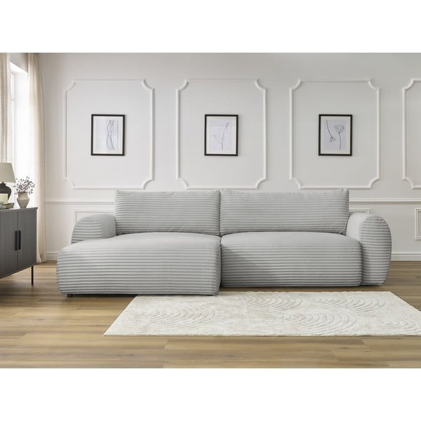 Svijetlo siva sklopiva kutna garnitura od samta (s lijevim kutom) Lucien – Bobochic Paris-image-1