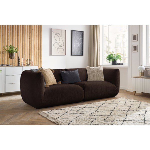 Tamno smeđi kauč od samta 260 cm Lecomte - Bobochic Paris-image-1