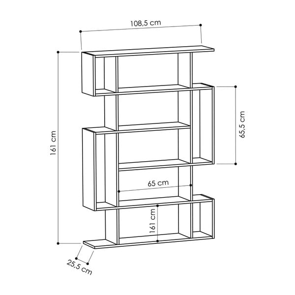 Antracit/natur polica za knjige u dekoru hrasta 108,5x161 cm Mito – Homitis-image-2