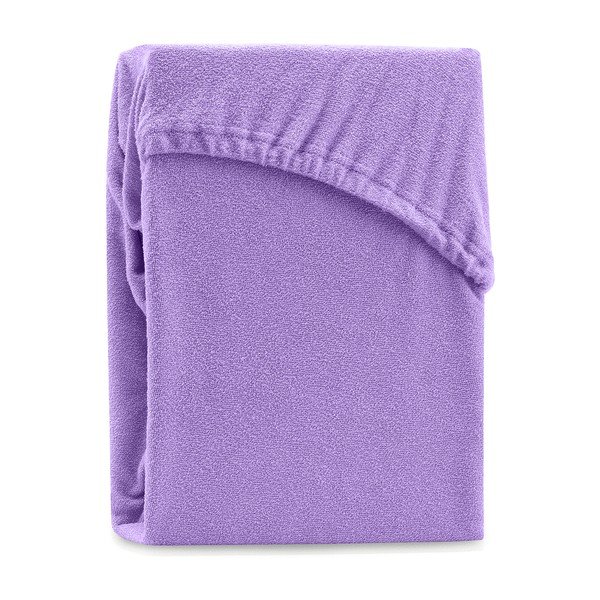 Ljubičasta elastična plahta s visokim udjelom pamuka AmeliaHome Ruby, 120/140 x 200 cm-image-1