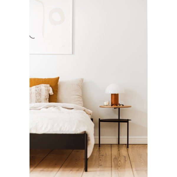 Crni/u prirodnoj boji noćni ormarić s pločom stola u dekoru hrasta Tu – noo.ma-image-1