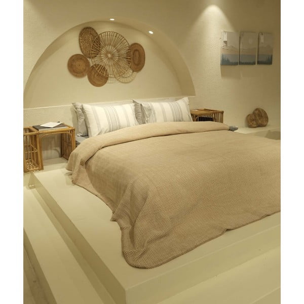Bež-krem prekrivač za bračni krevet 200x220 cm Twin - Oyo Concept-image-1