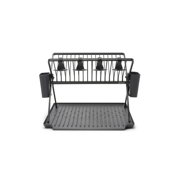Tamno zeleni metalni dvoetažan ocjeđivač za posuđe 42x51 cm – Brabantia