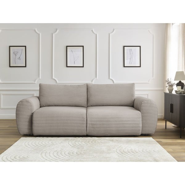 Svijetlo siva/bež sklopiva sofa od samta 257 cm Lucien – Bobochic Paris-image-1