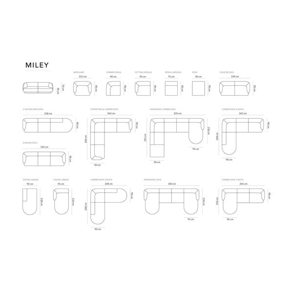 Sivi kauč 259 cm Miley - Micadoni Home-image-4