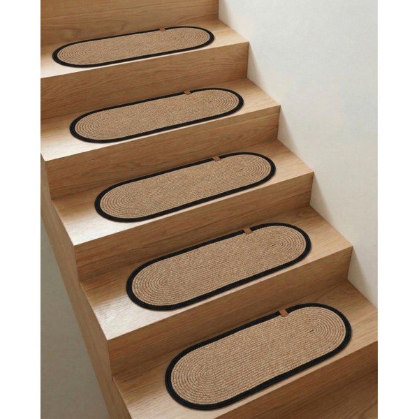 Crni/u prirodnoj boji set tepiha za stepenice 16 kom 25x65 cm Milo Frame – Vitaus-image-1