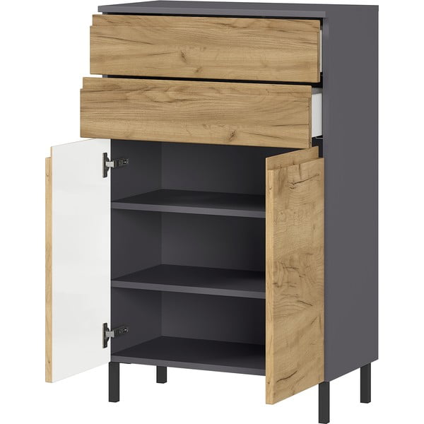 Tamno sivi kupaonski ormarić u dekoru hrasta 60x97 cm Salinas - Germania-image-2