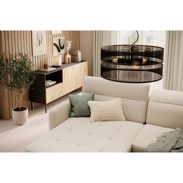 Bež baršunasti sklopiva/s prostorom za odlaganje kutna garnitura (s lijevim kutom/s ležaljkom) Gomsi – ELTAP-image-4