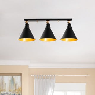 Crna stropna svjetiljka za 3 žarulje Opviq lights Berceste Short