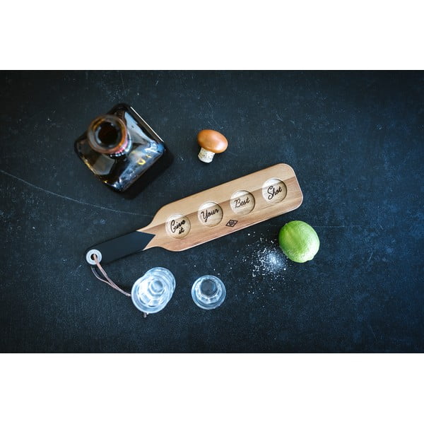 Drvena daska za posluživanje i 4 čaše Gentlemen's Hardware-image-1