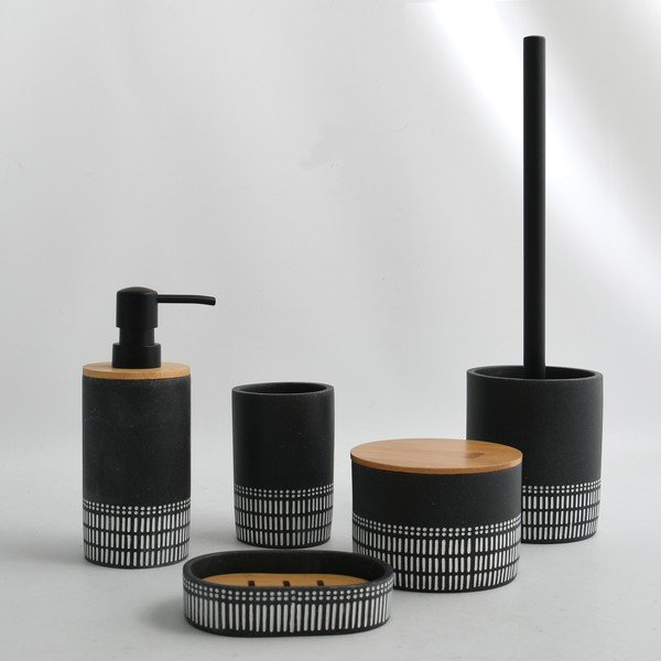 Crni kupaonski organizator za pamučne vatice od polyresina Yuma – Spirella-image-1