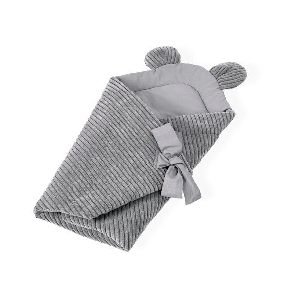 Sivi pokrivač za povijanje od samta 35x65 cm – Meowbaby-image-1