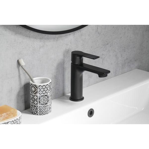 Mat crna stojeća slavina za umivaonik Pax – Sapho-image-1