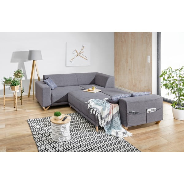 Siva sklopiva/s prostorom za odlaganje kutna garnitura (s lijevim kutom/u obliku slova L) Classy Sophie – Miuform-image-4