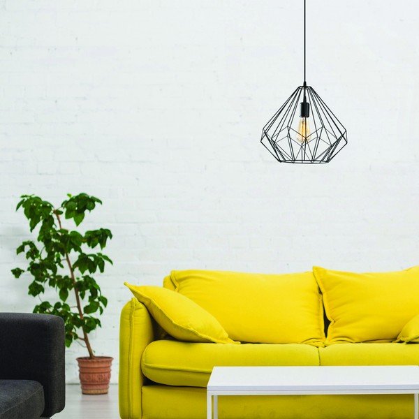 Crna viseća svjetiljka s metalnim sjenilom ø 37 cm Diamond – Opviq lights-image-1