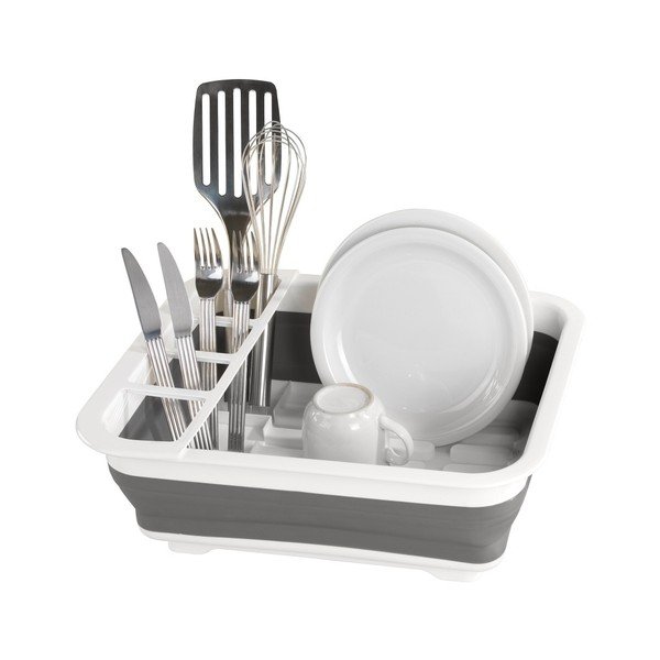 Bijelo-sivi sklopivi stalak za cijeđenje posuđa Wenkoo Rack-image-3