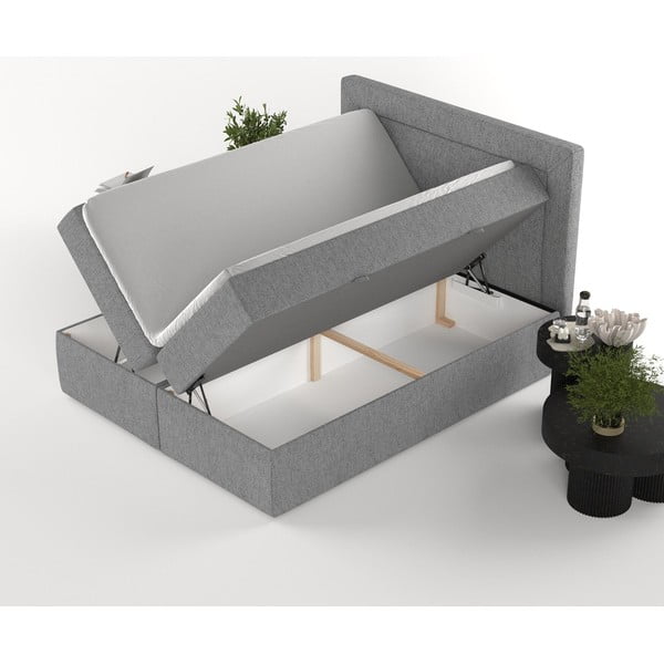 Sivi boxspring krevet s prostorom za pohranu 160x200 cm Imagine – Maison de Rêve-image-4