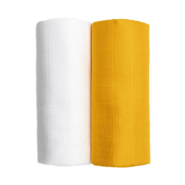 Set od 2 pamučna ručnika u bijeloj i žutoj T-TOMI Tetra, 90 x 100 cm