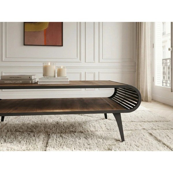 Stolić za kavu s pločom stola u dekoru hrasta u prirodnoj boji 60x120 cm Billie – Bobochic Paris-image-3
