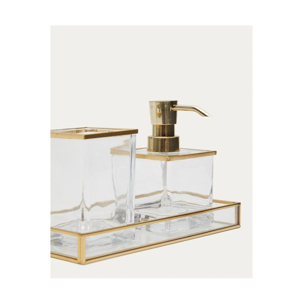 Staklena čaša za četkice za zube u zlatnoj boji Soanet – Kave Home-image-3