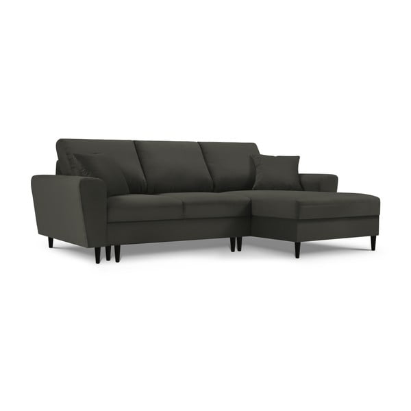 Crna sklopiva/s prostorom za odlaganje kutna garnitura od samta (s desnim kutom/s ležaljkom) Kyoto – Cosmopolitan Design-image-4