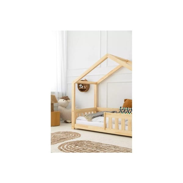Dječji krevet od masivnog bora u obliku kućice 140x200 cm u prirodnoj boji Mila RMP – Adeko-image-2