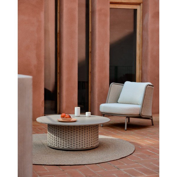 Bež okrugao unutarnji i vanjski tepih od recikliranih vlakna ø 150 cm Despas – Kave Home-image-1