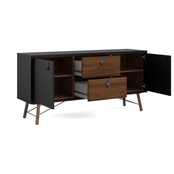 Crna komoda u dekoru oraha 150x72x40 cm Ry – Tvilum-image-3