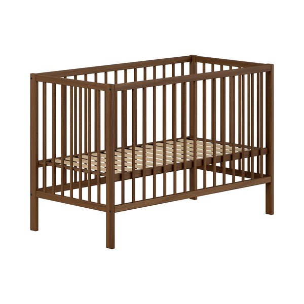 Smeđi dječji krevet od masivne bukve s podesivom visinom 60x120 cm Dino – Vipack