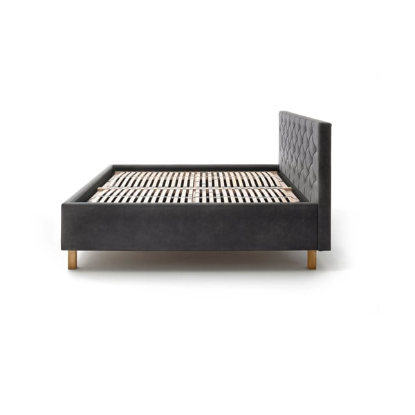 Tamno sivi tapecirani bračni krevet s prostorom za odlaganje s podnicom 180x200 cm San Remo – Meise Möbel-image-4