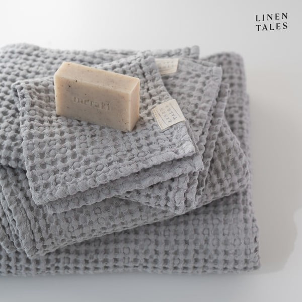 Svijetlo sivi ručnik 100x140 cm Honeycomb - Linen Tales