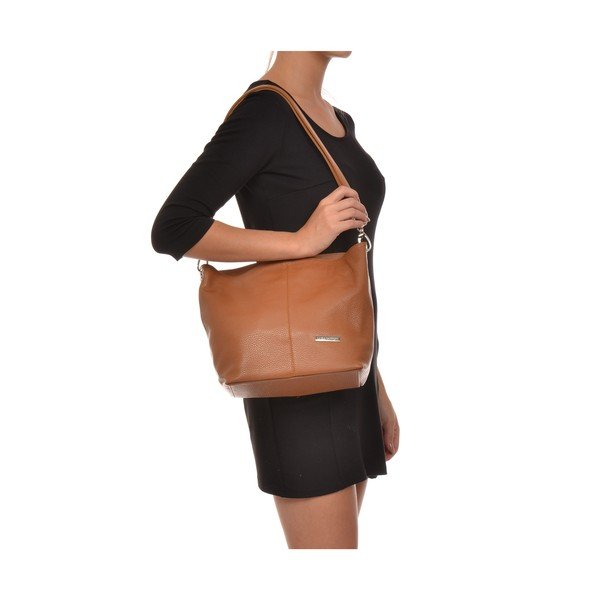 Konjak smeđa kožna torbica Luisa Vannini Ginata-image-4