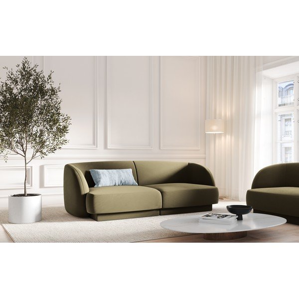 Zelena baršunasta sofa 184 cm Miley  – Micadoni Home-image-1